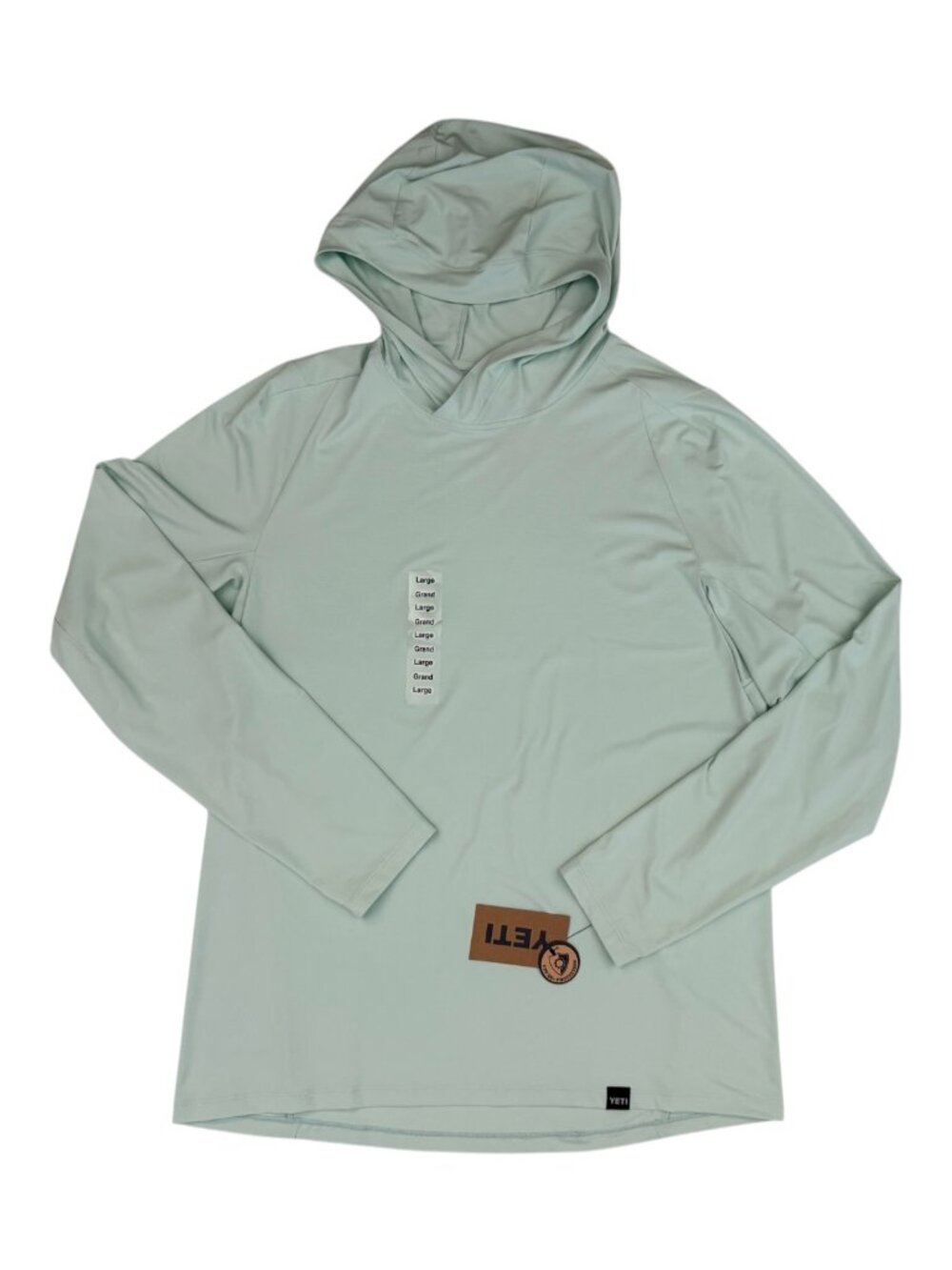 YETI Men's Hooded Sunshirt Ice Blue UPF 50+ Long Sleeve Size Large New With Tags